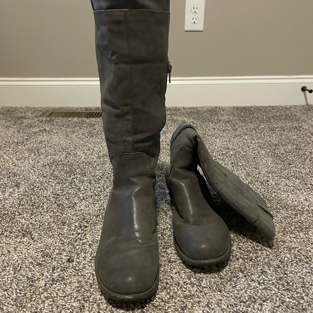 Sixth Sense Gray Knee-High Boots